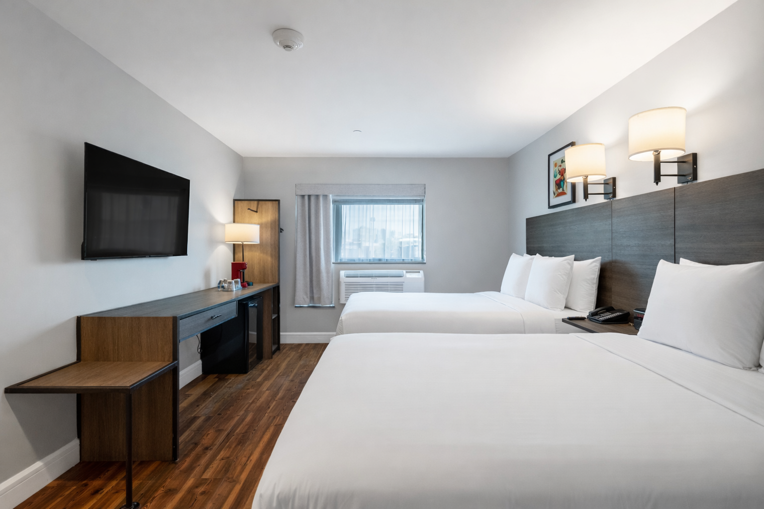Two beds in hotel room