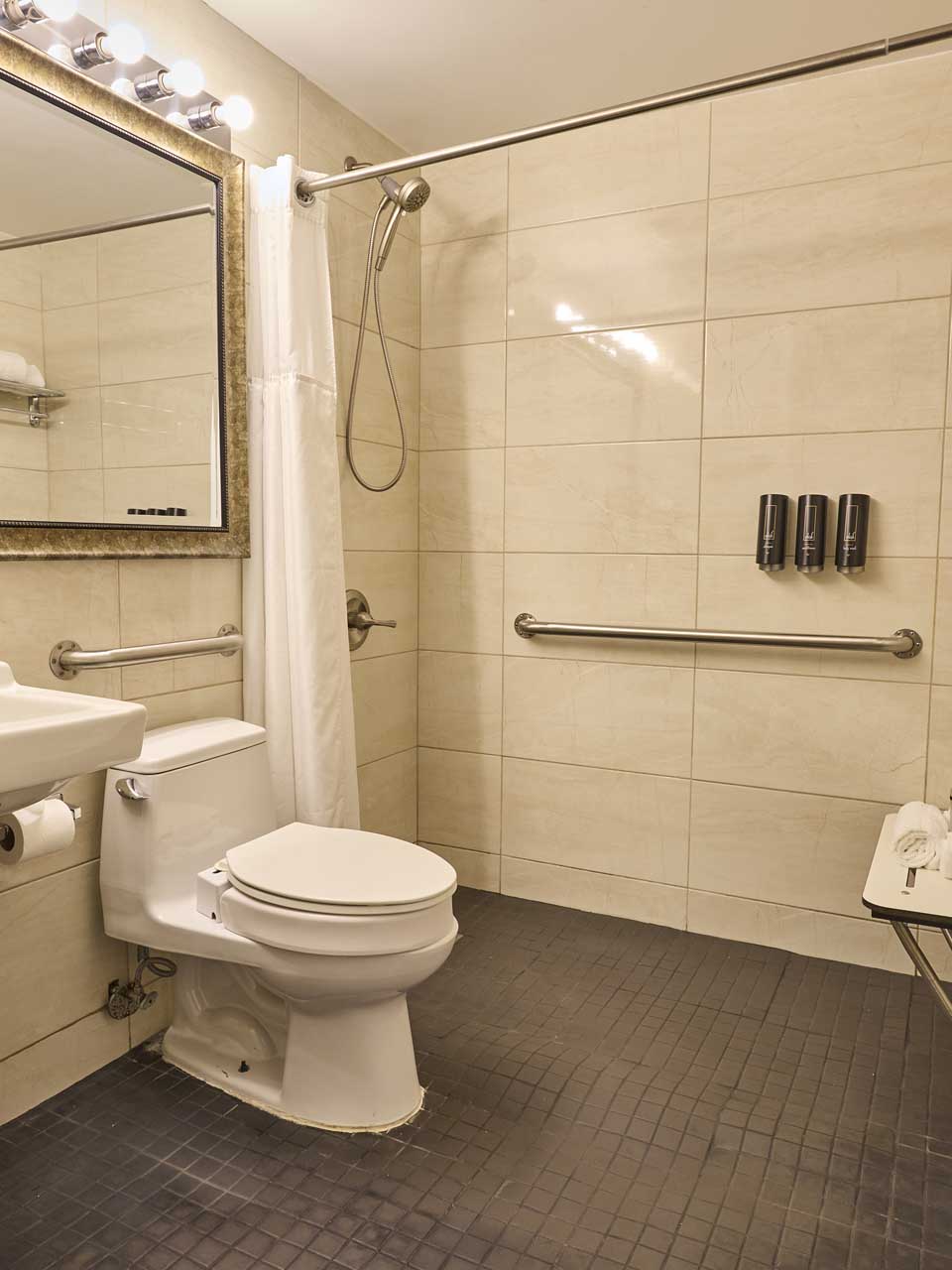 roll in shower with bench